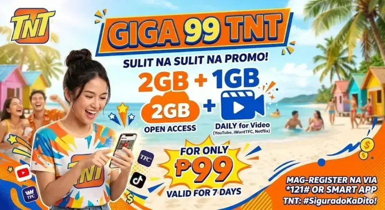 Giga 99 TNT: 2GB + 1GB Daily Video Data for ₱99