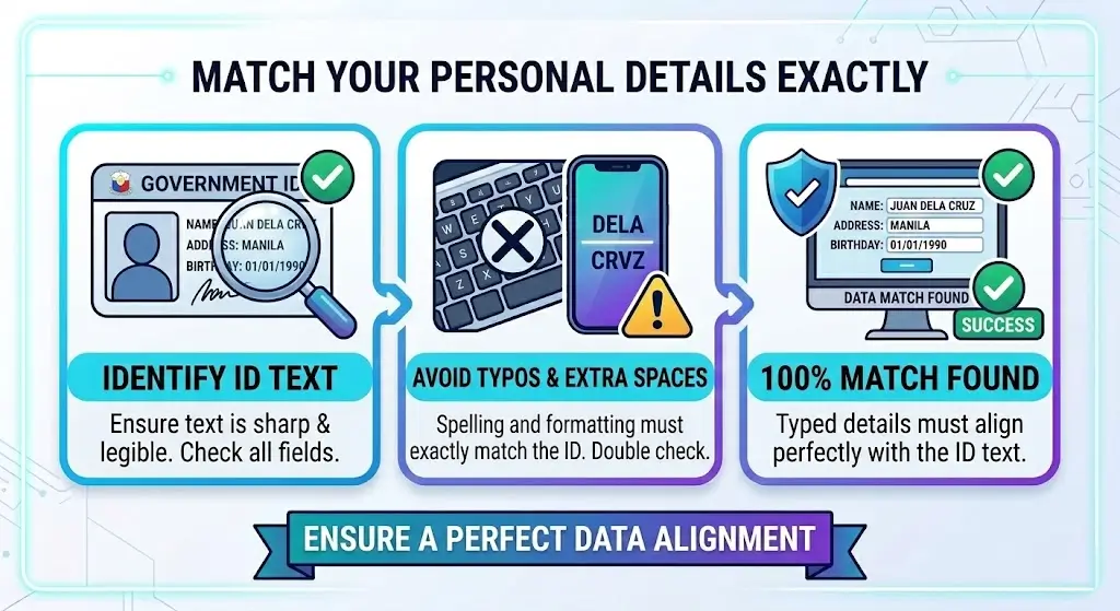 Match Your Personal Details Exactly
